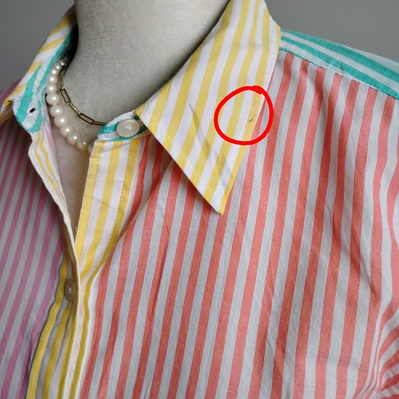 American Living Ralph Lauren Cotton Button Up Shirt Mixed Stripe Colorful Sz Lg - Picture 8 of 16